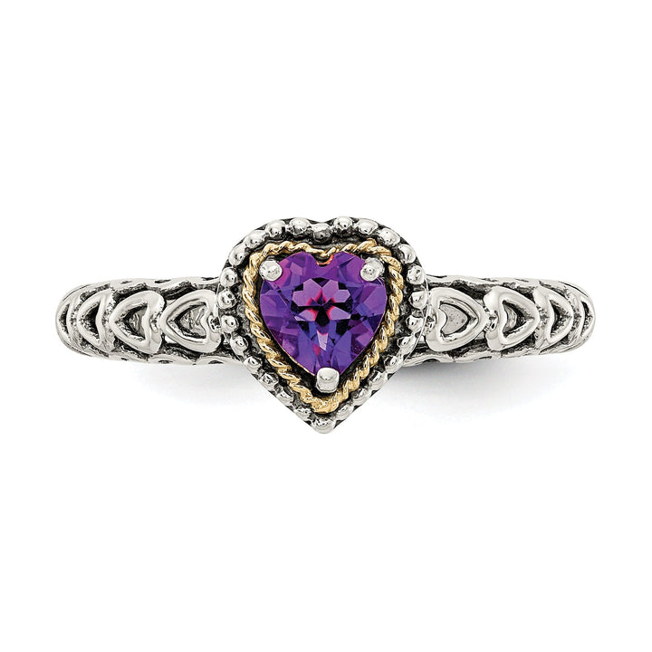 Sterling Silver Gold Amethyst Ring