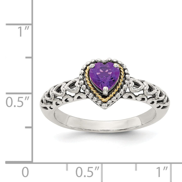 Sterling Silver Gold Amethyst Ring