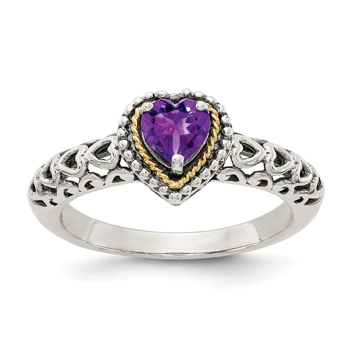 Sterling Silver Gold Amethyst Ring