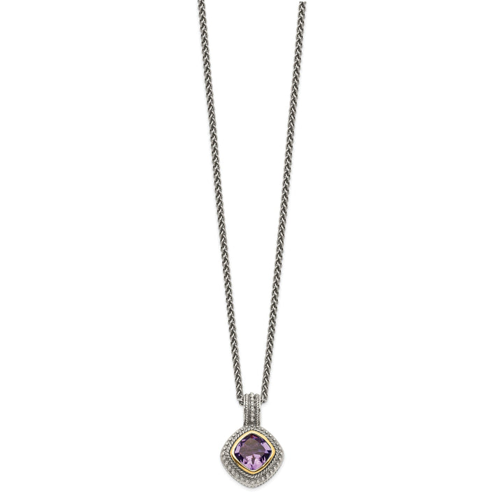 Sterling Silver Gold Amethyst Necklace