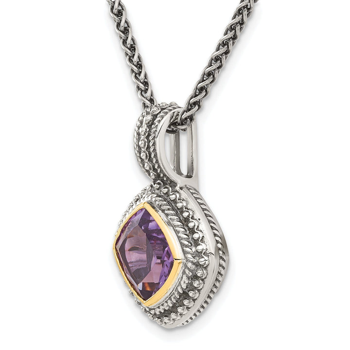 Sterling Silver Gold Amethyst Necklace