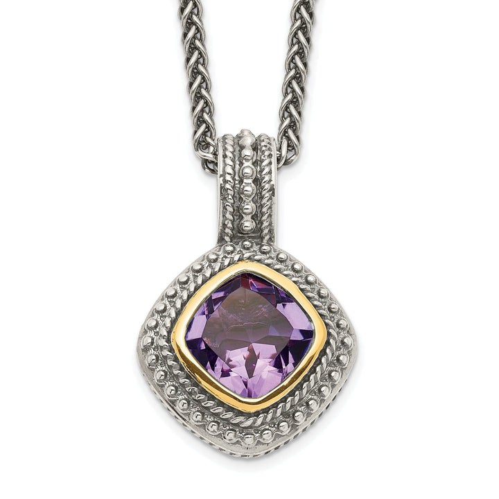 Sterling Silver Gold Amethyst Necklace