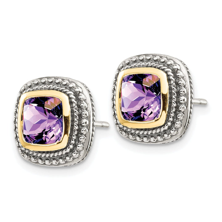 Sterling Silver Gold Amethyst Earrings