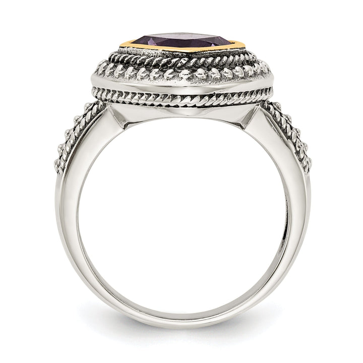 Sterling Silver Gold Amethyst Ring