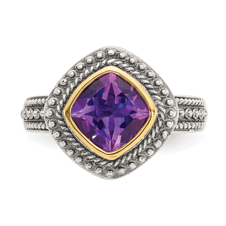 Sterling Silver Gold Amethyst Ring