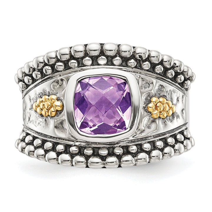 Sterling Silver Gold Amethyst Ring