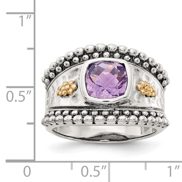 Sterling Silver Gold Amethyst Ring