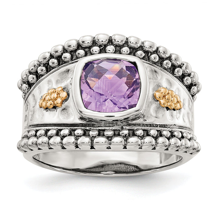 Sterling Silver Gold Amethyst Ring