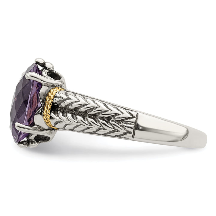 Sterling Silver Gold Amethyst Ring