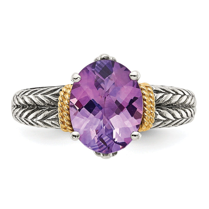 Sterling Silver Gold Amethyst Ring