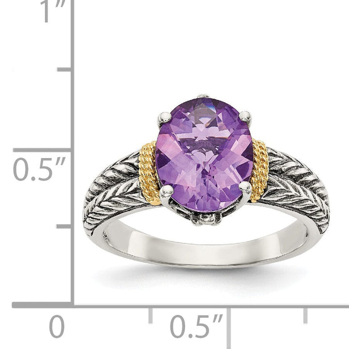 Sterling Silver Gold Amethyst Ring