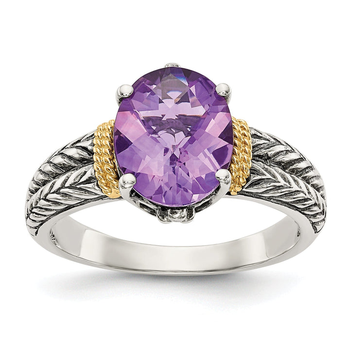 Sterling Silver Gold Amethyst Ring