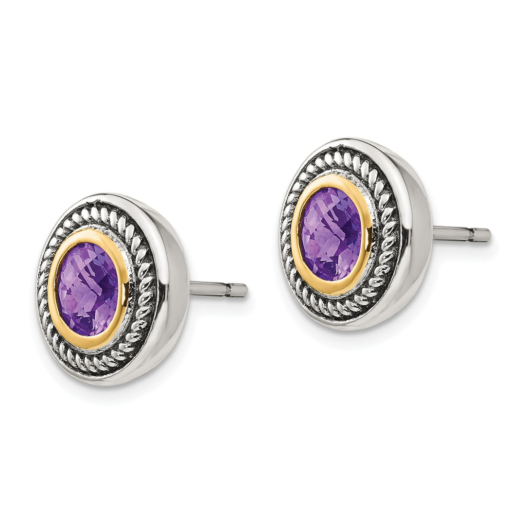 Sterling Silver Gold Amethyst Earrings