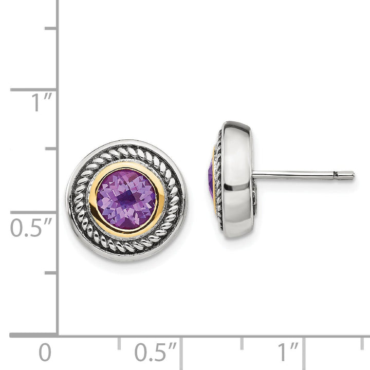 Sterling Silver Gold Amethyst Earrings