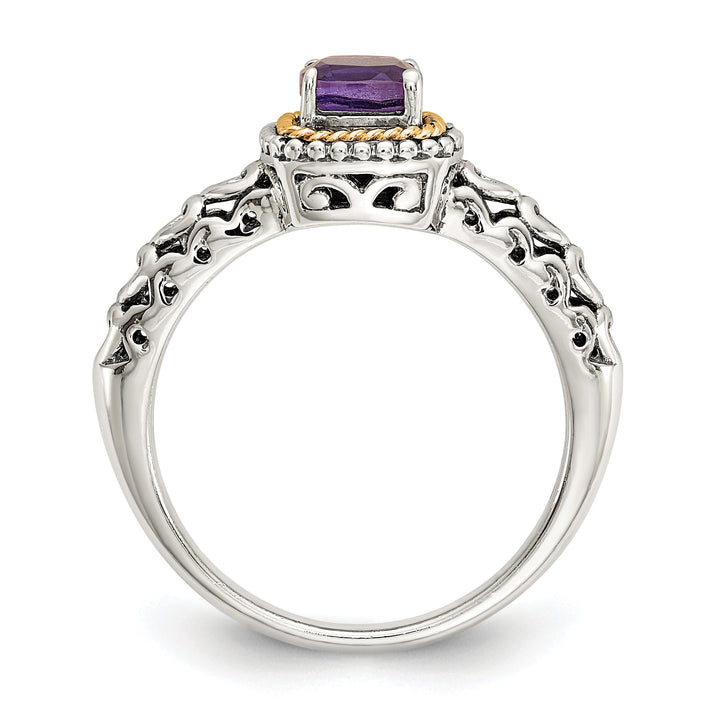 Sterling Silver Gold Amethyst Ring