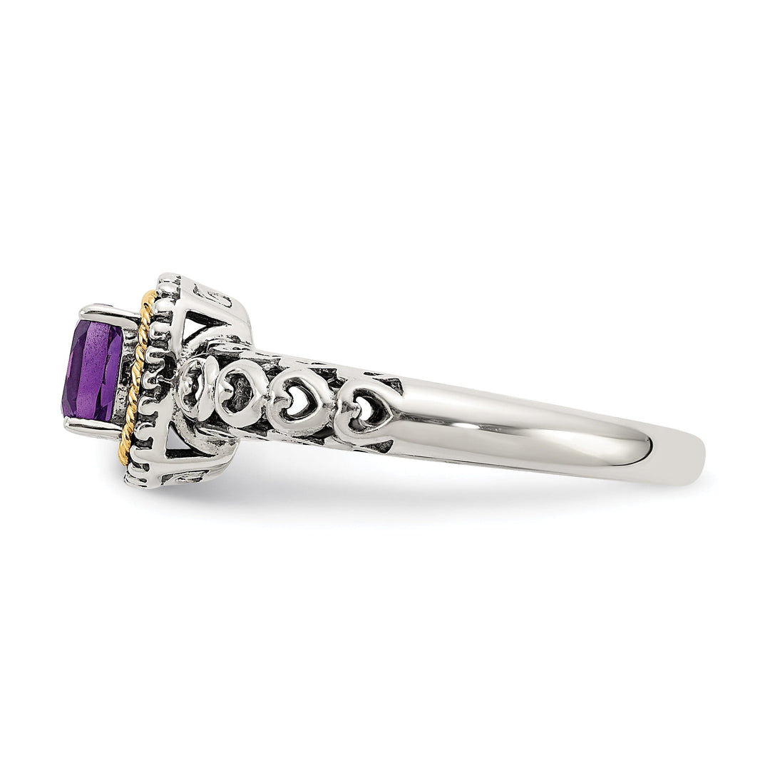 Sterling Silver Gold Amethyst Ring