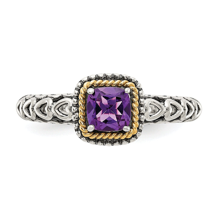 Sterling Silver Gold Amethyst Ring