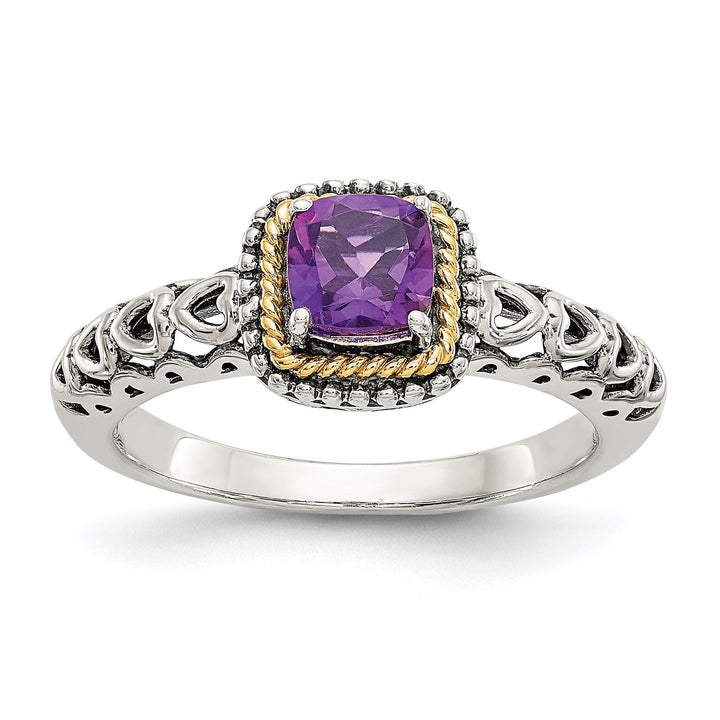 Sterling Silver Gold Amethyst Ring