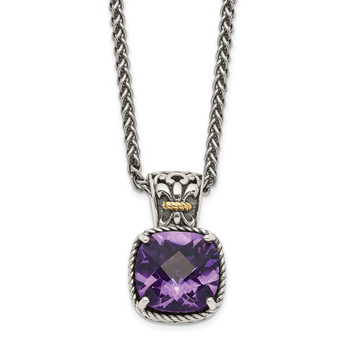 Sterling Silver Gold Amethyst Necklace