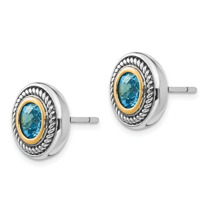 Sterling Silver Gold Blue Topaz Earrings