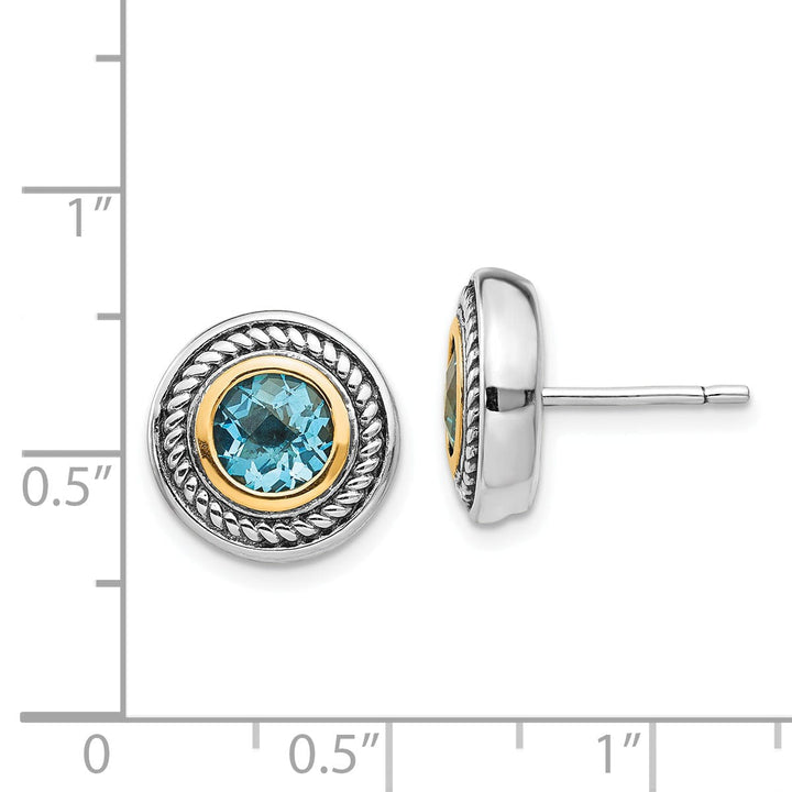 Sterling Silver Gold Blue Topaz Earrings