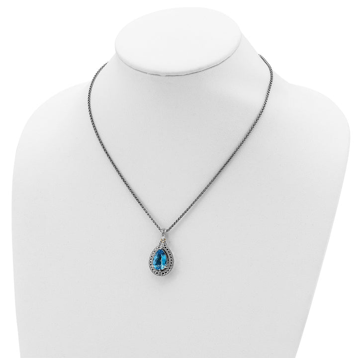 Sterling Silver Gold Diamond Topaz Necklace