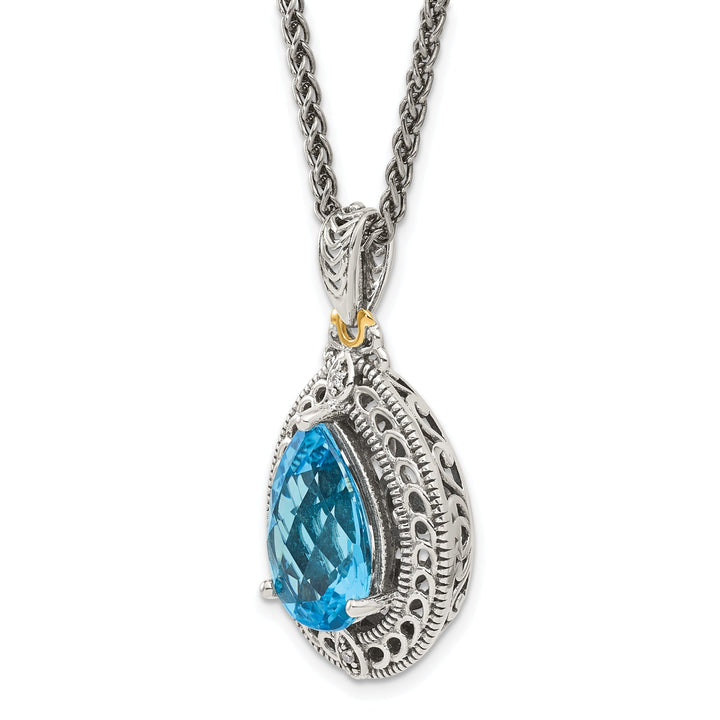 Sterling Silver Gold Diamond Topaz Necklace