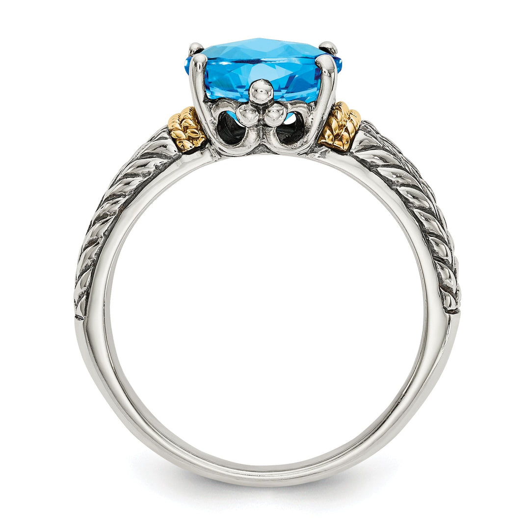 Sterling Silver Gold Blue Topaz Ring