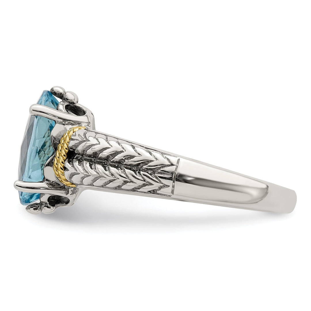 Sterling Silver Gold Blue Topaz Ring