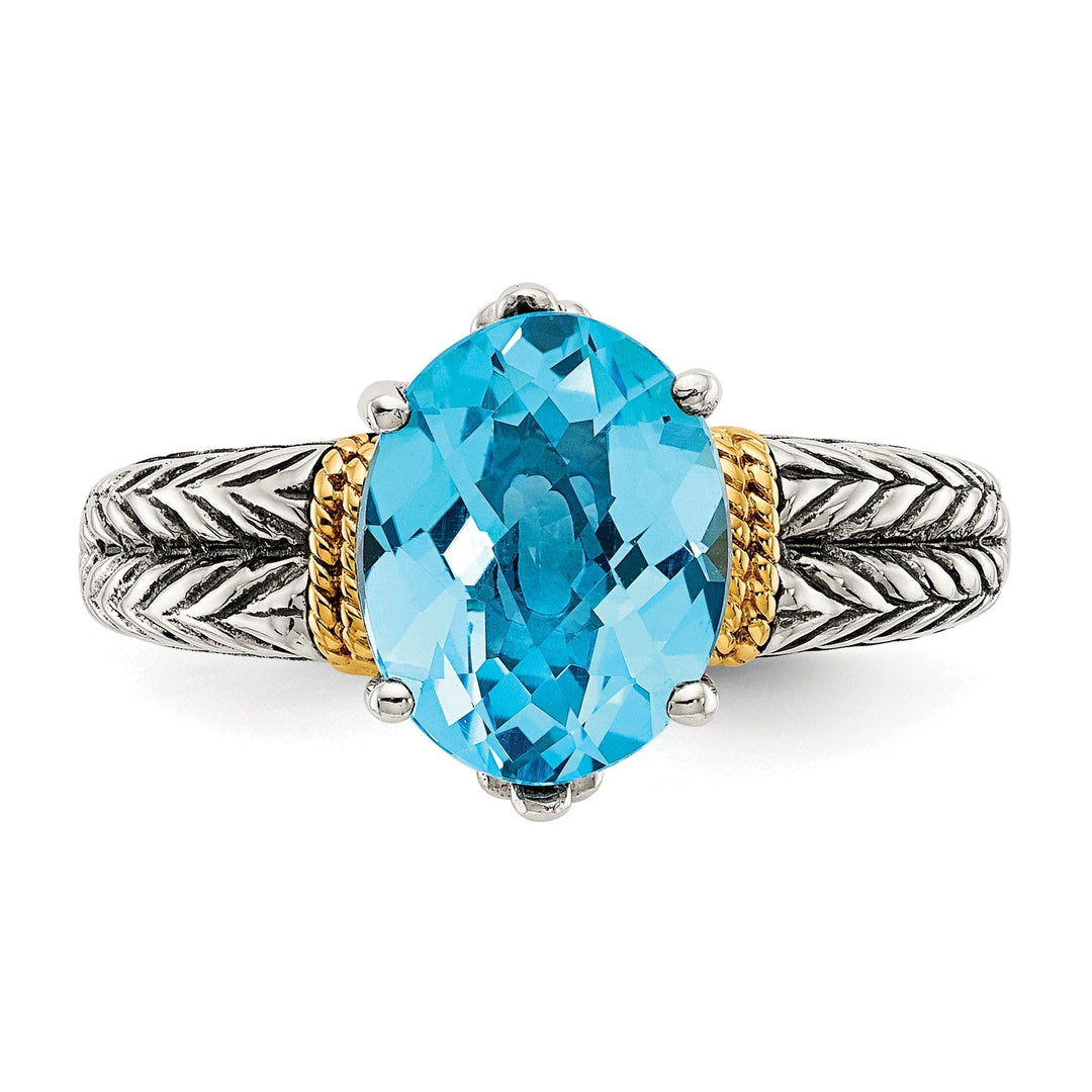 Sterling Silver Gold Blue Topaz Ring