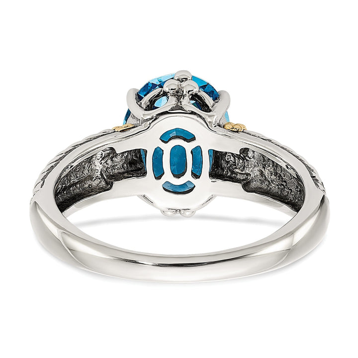 Sterling Silver Gold Blue Topaz Ring