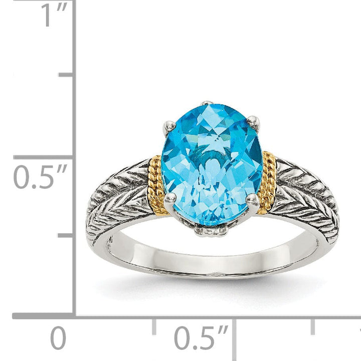 Sterling Silver Gold Blue Topaz Ring