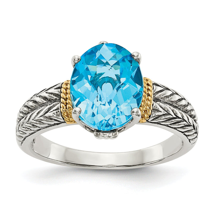 Sterling Silver Gold Blue Topaz Ring