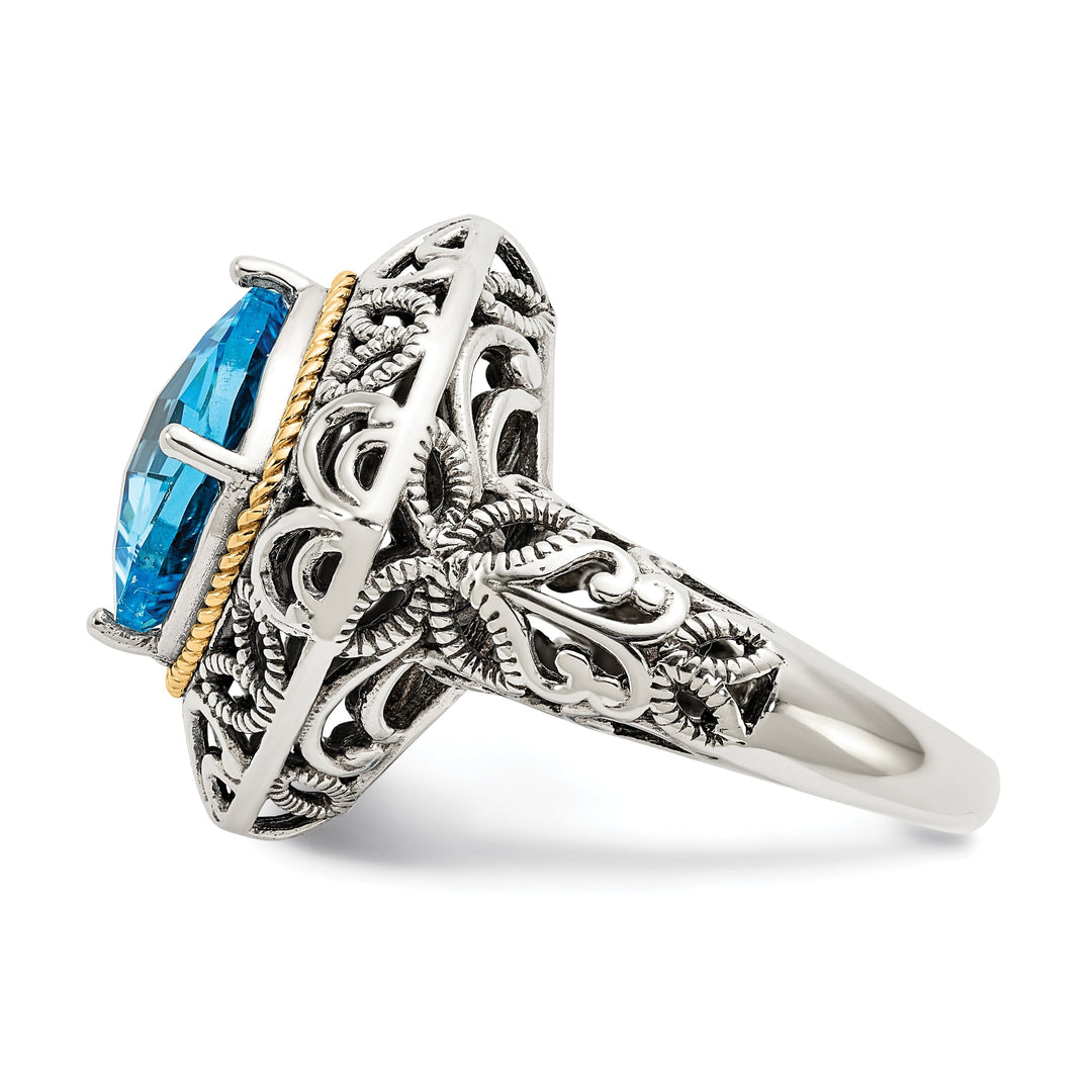 Sterling Silver Gold Blue Topaz Ring