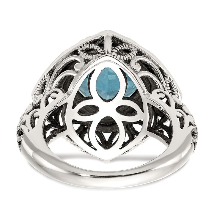 Sterling Silver Gold Blue Topaz Ring