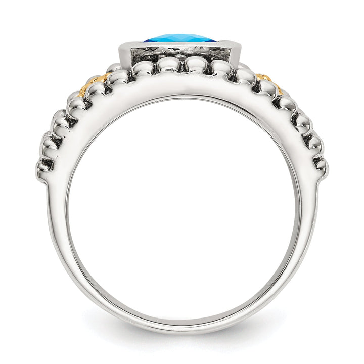 Sterling Silver Gold Blue Topaz Ring