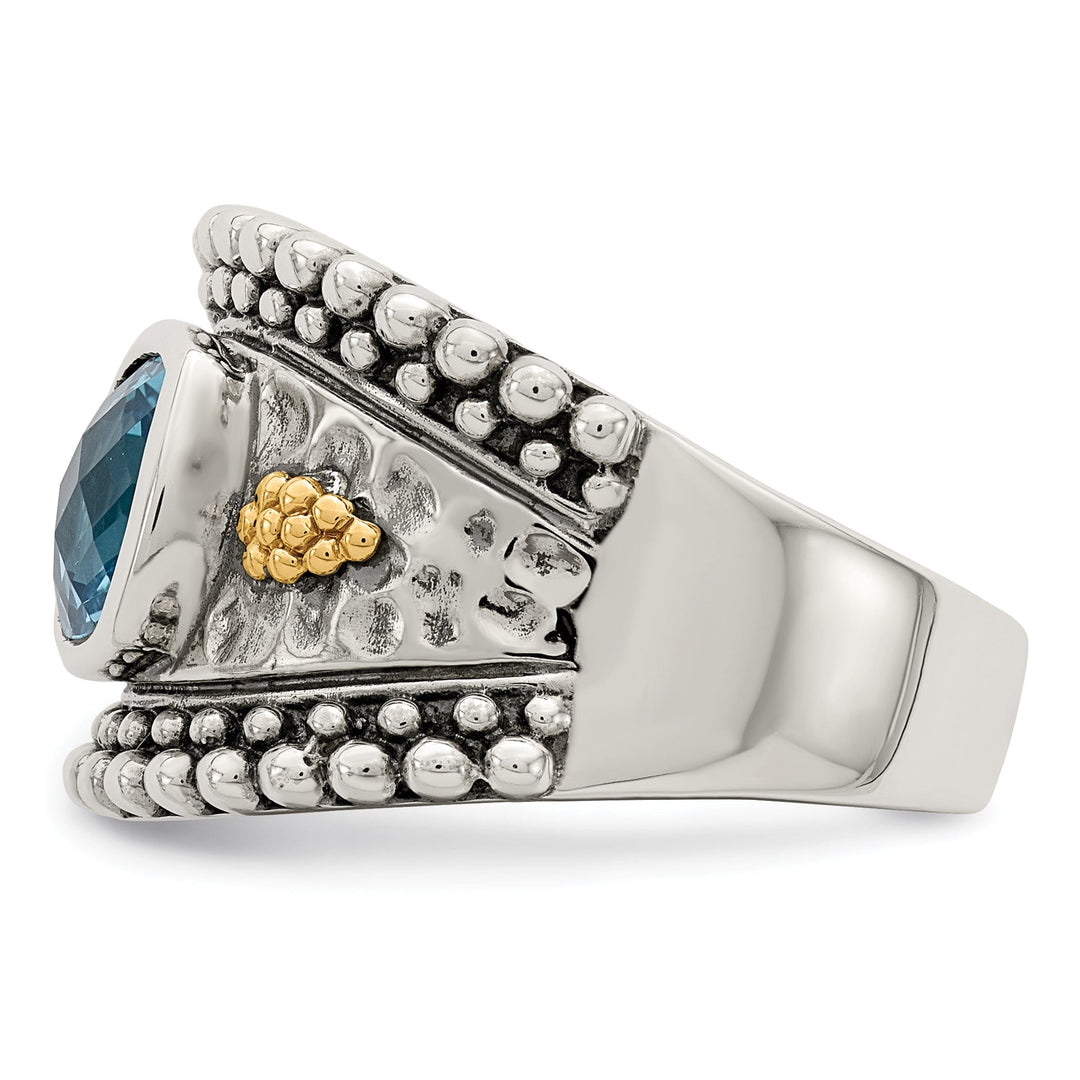 Sterling Silver Gold Blue Topaz Ring