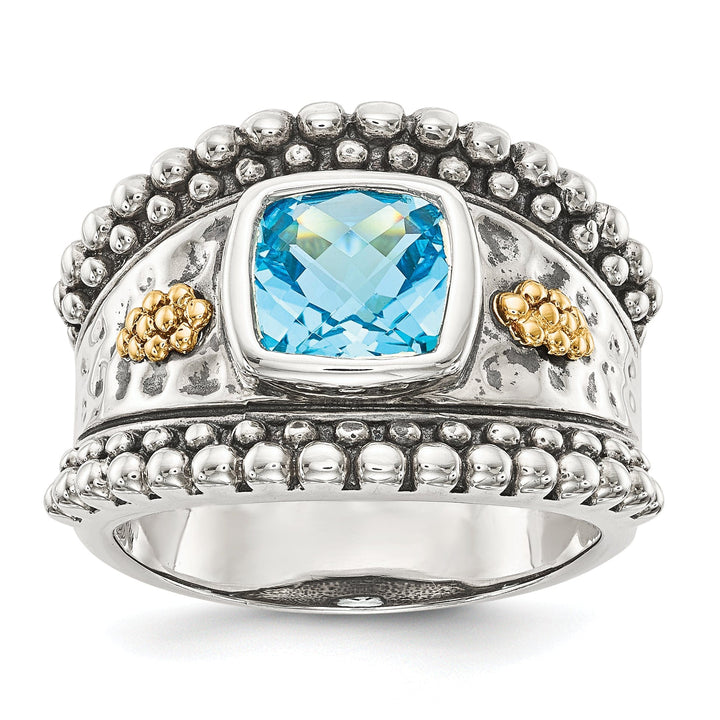 Sterling Silver Gold Blue Topaz Ring