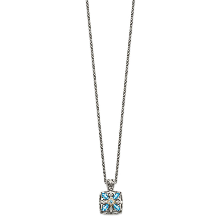 Sterling Silver Gold Diamond Topaz Necklace