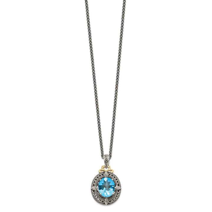 Sterling Silver Gold Diamond Topaz Necklace