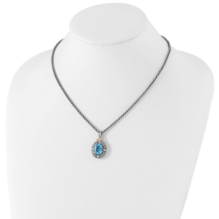 Sterling Silver Gold Diamond Topaz Necklace