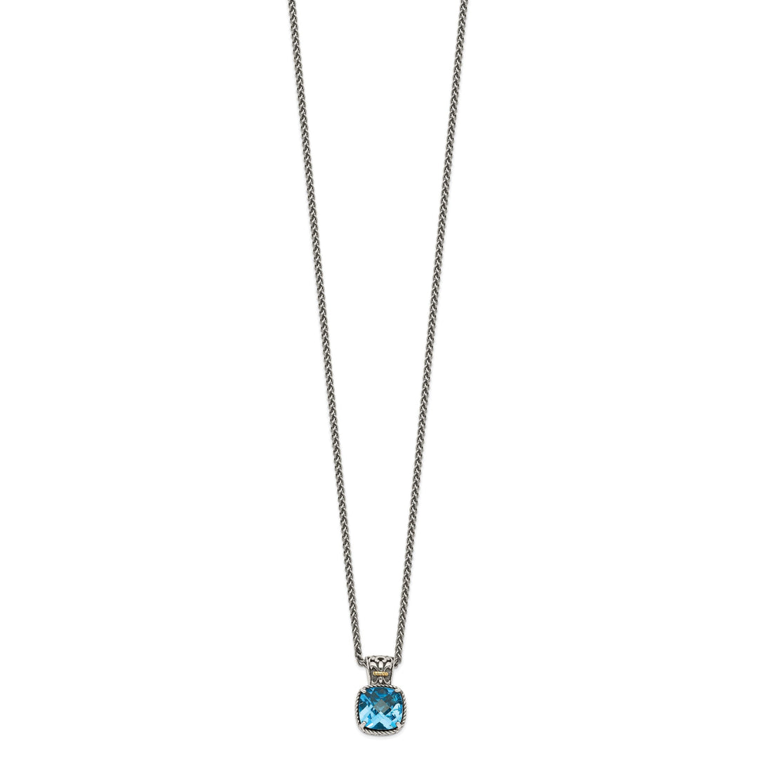 Sterling Silver Gold Blue Topaz Necklace