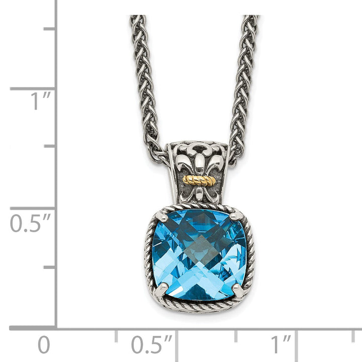 Sterling Silver Gold Blue Topaz Necklace