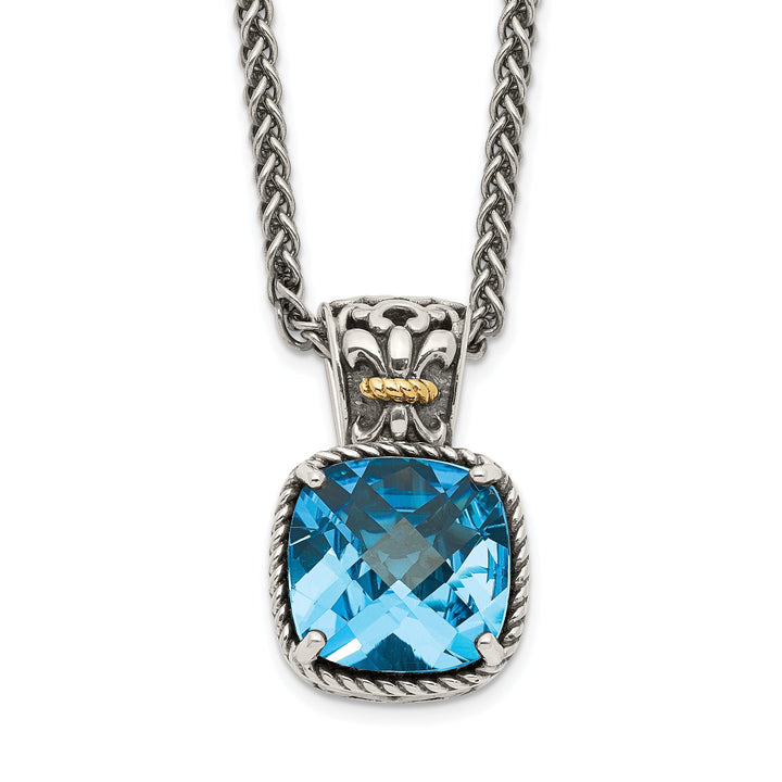 Sterling Silver Gold Blue Topaz Necklace