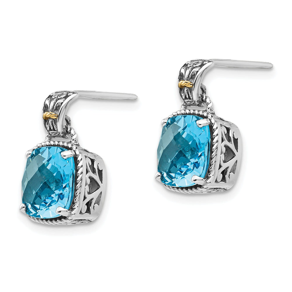 Sterling Silver Gold Blue Topaz Earrings