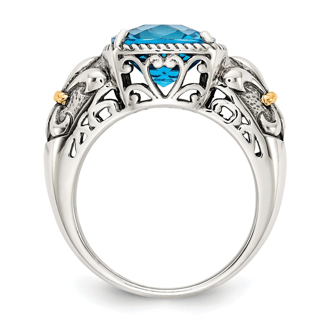 Sterling Silver Gold Blue Topaz Ring