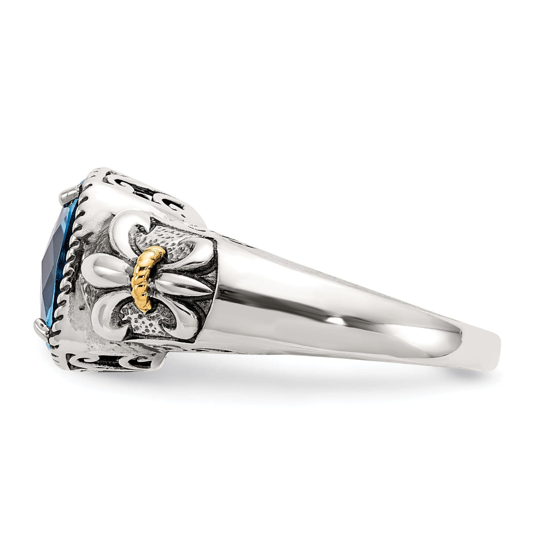 Sterling Silver Gold Blue Topaz Ring