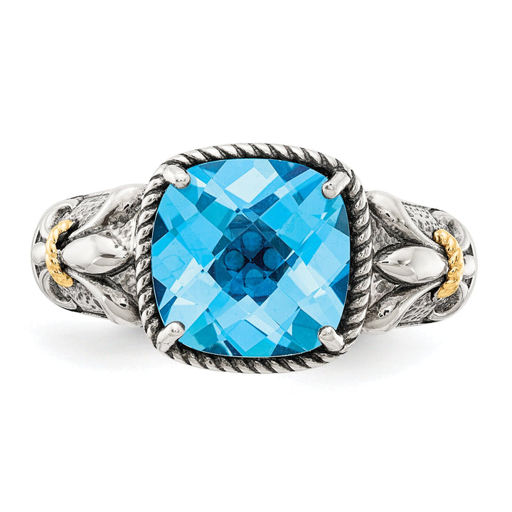 Sterling Silver Gold Blue Topaz Ring