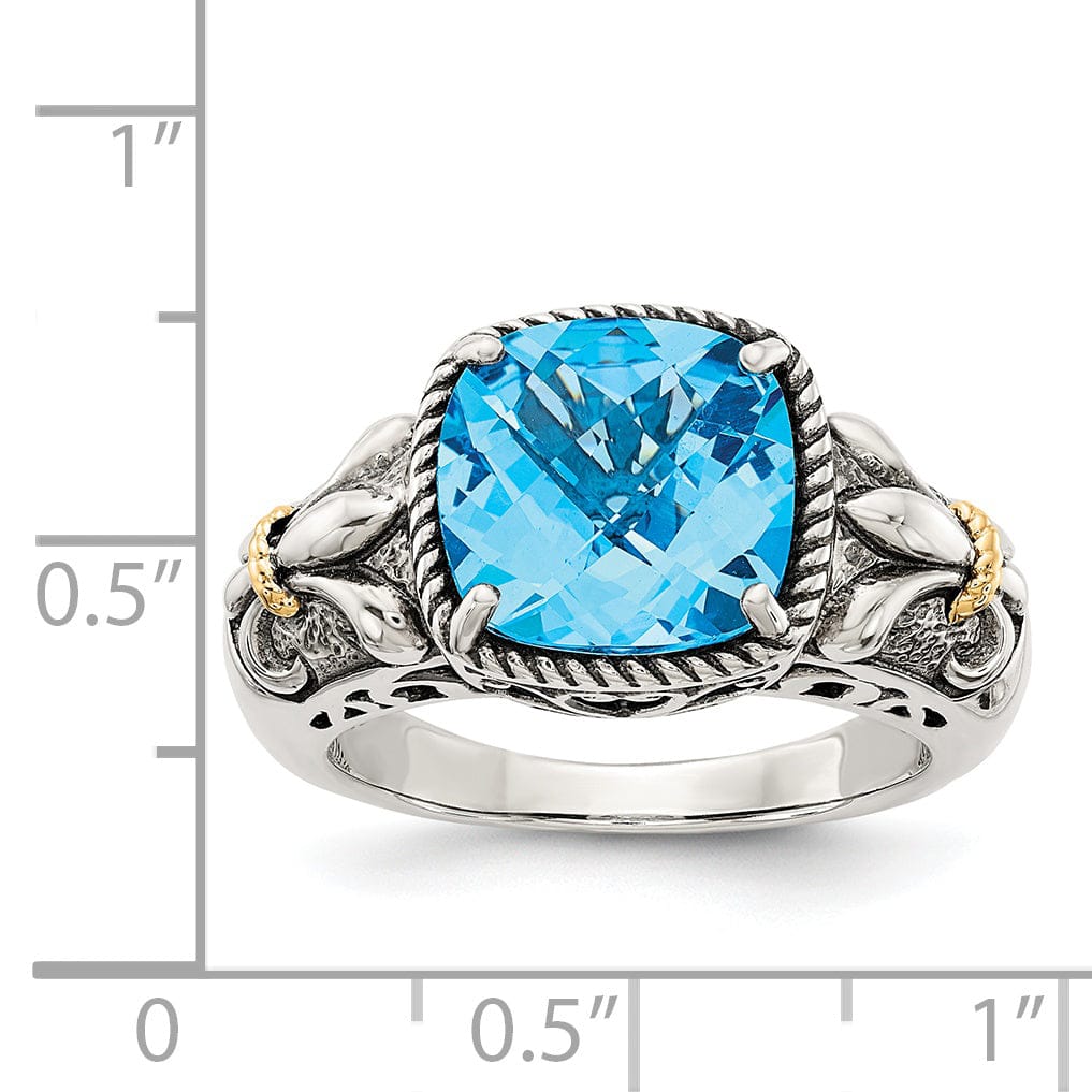 Sterling Silver Gold Blue Topaz Ring