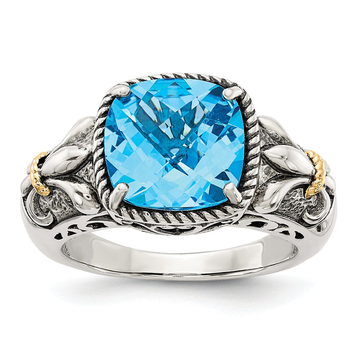 Sterling Silver Gold Blue Topaz Ring